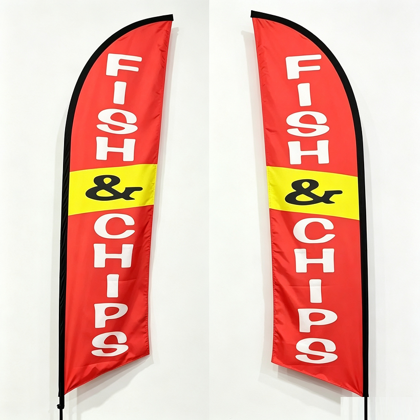Fish & Chips Double sided print Flag ONLY