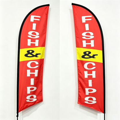 Fish & Chips Double sided print Flag ONLY