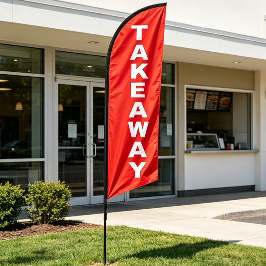 'TAKEAWAY' 3.4m Ground Drill/SET Commercial Feather Banner Flag