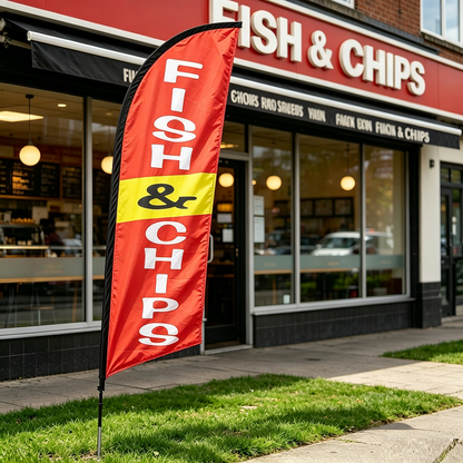 Fish & Chips Double sided print Flag ONLY