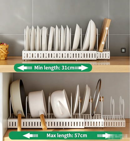 Adjustable Pot Lid Organizer Dividers Rack 10 Grid-White