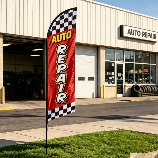 3.4M "AUTO REPAIR" DOUBLE SIDED FLAG