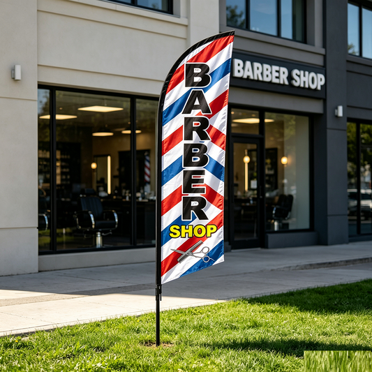 BARBER- Double Sided Feather Banner  Business Commersial 3M Flag ONLY