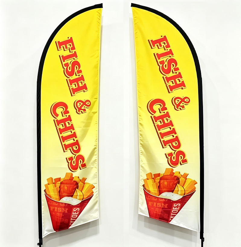 Fish & Chips Double sided print Flag ONLY