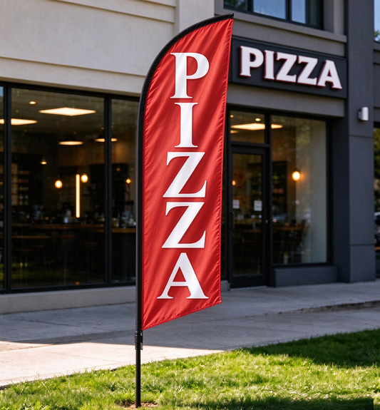 Pizza - Pre-print Double Sided Feather Banner Flag Business Commercial 3.4M  Flag Only