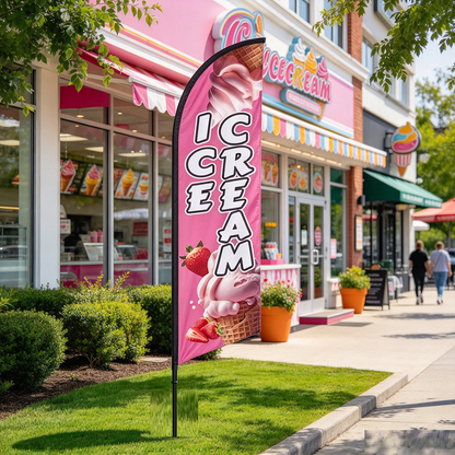 ICECREAM Pre-print Double Sided Feather Banner Flag Business Commersial