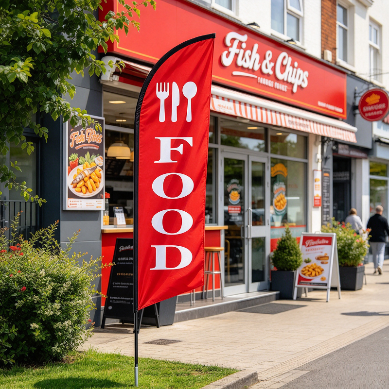 "FOOD"  Commercial Feather Banner 3.4m Double Sided Flag ONLY