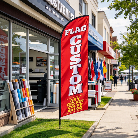 CUSTOM MADE 3.4m Drill/SET Commercial Feather Banner Flag