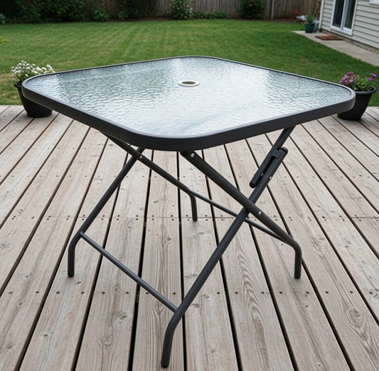 90CM Foldable Tempered Glass Garden Table