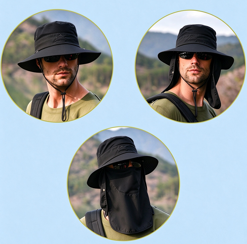 Sun Hat Wide Brim Bucket Outdoor Fishing Hiking Cap UV Protection