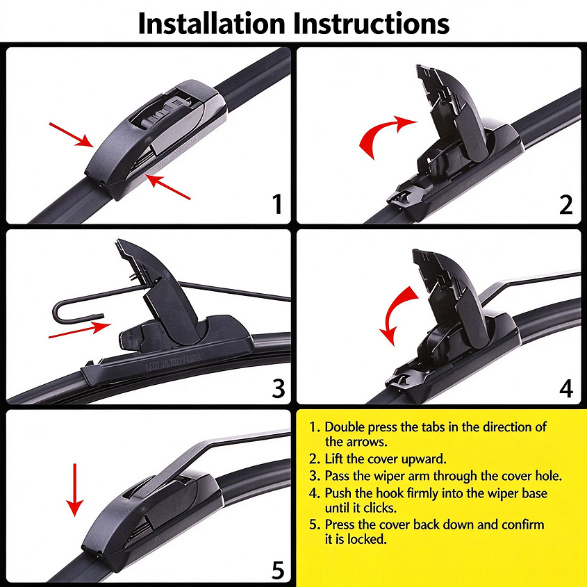 Universal Frameless Windscreen Wiper Blade 14" - 28" J HOOK