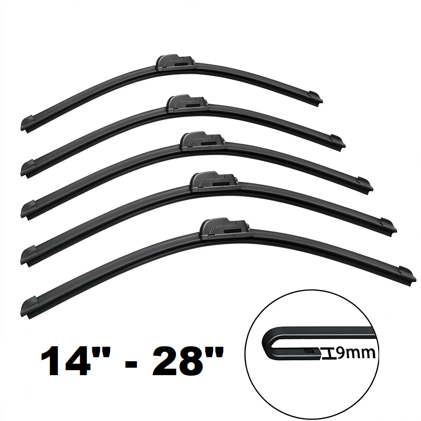 Universal Frameless Windscreen Wiper Blade 14" - 28" J HOOK
