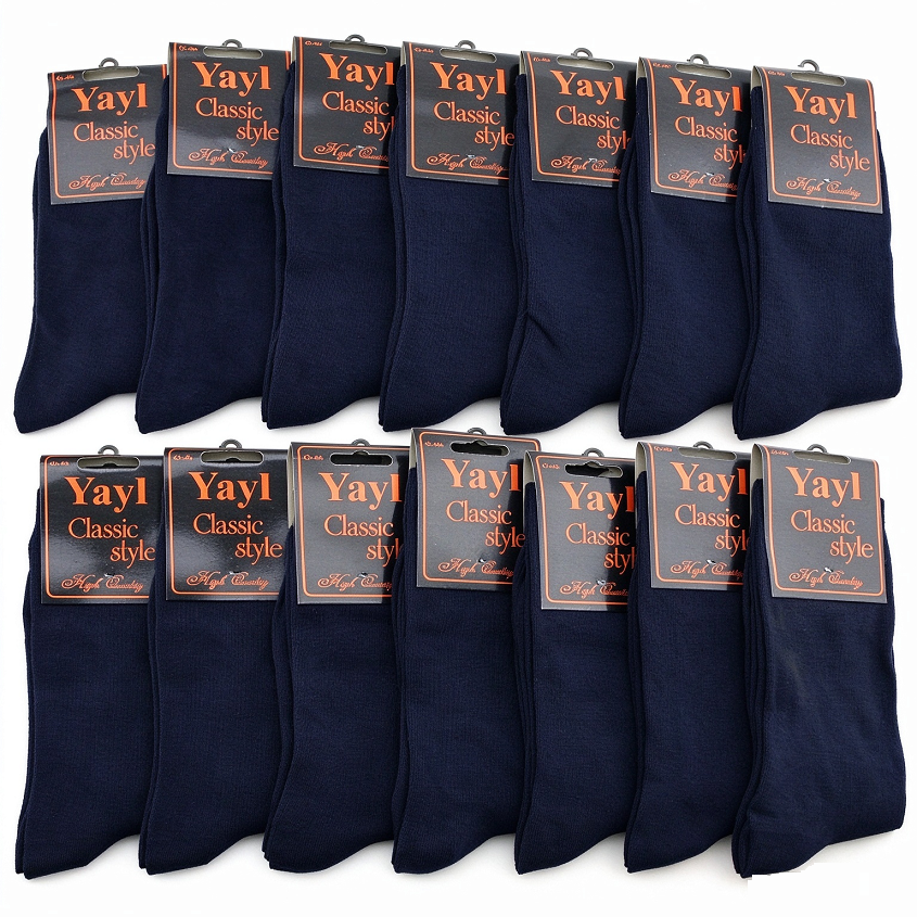 Business Socks Crew Socks Navy (12 Pairs) Men's Dress Socks - SIZE7-10