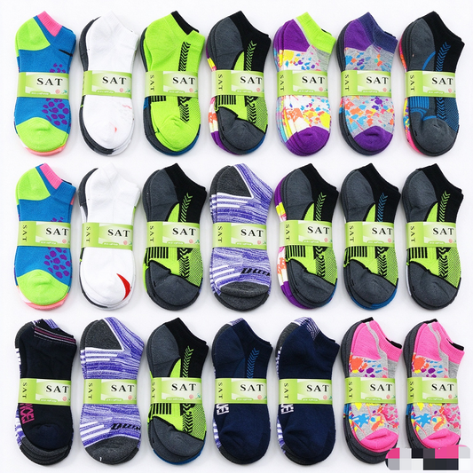 Bulk Sale Kids' Ankle Socks Cushion Socks- (60 Pairs) 6-8 Years