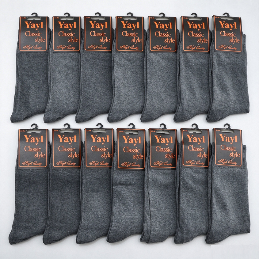Business Socks Crew Socks Grey (12 Pairs) Men's Dress Socks - SIZE7-10