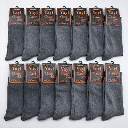 Business Socks Crew Socks Grey (12 Pairs) Men's Dress Socks - SIZE7-10