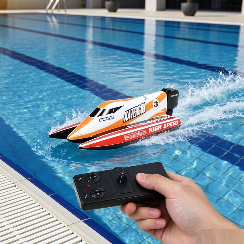 RC Mini Racing Boat 14cm- Yellow