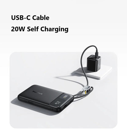 20000mAh Power Bank built-in Lightning & USB-C Cable Digital Display