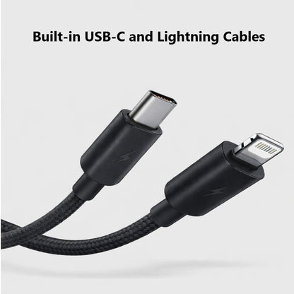 20000mAh Power Bank built-in Lightning & USB-C Cable Digital Display