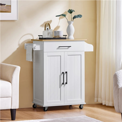 Kitchen Island Cart with Spice Rack Storage Rolling Kitchen Cart