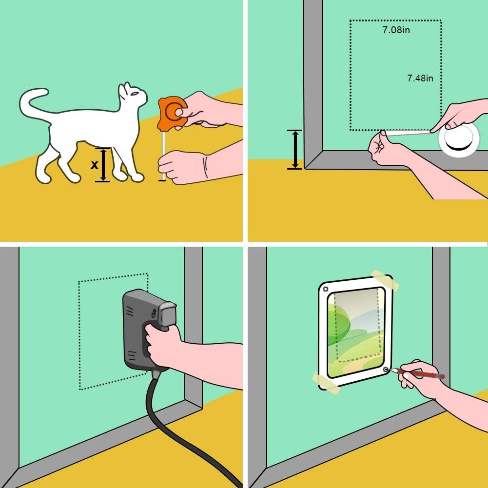 Cat Door 4 Ways Round Lockable Pet Dog Flap Cat Door