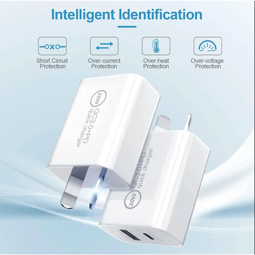 20W Fast Wall Charger – USB-C PD Charger with Type-C Cable