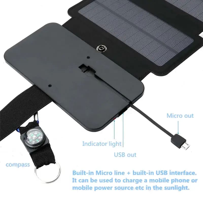 20W Foldable Solar Panel - 5V 2.1A Solar Charger