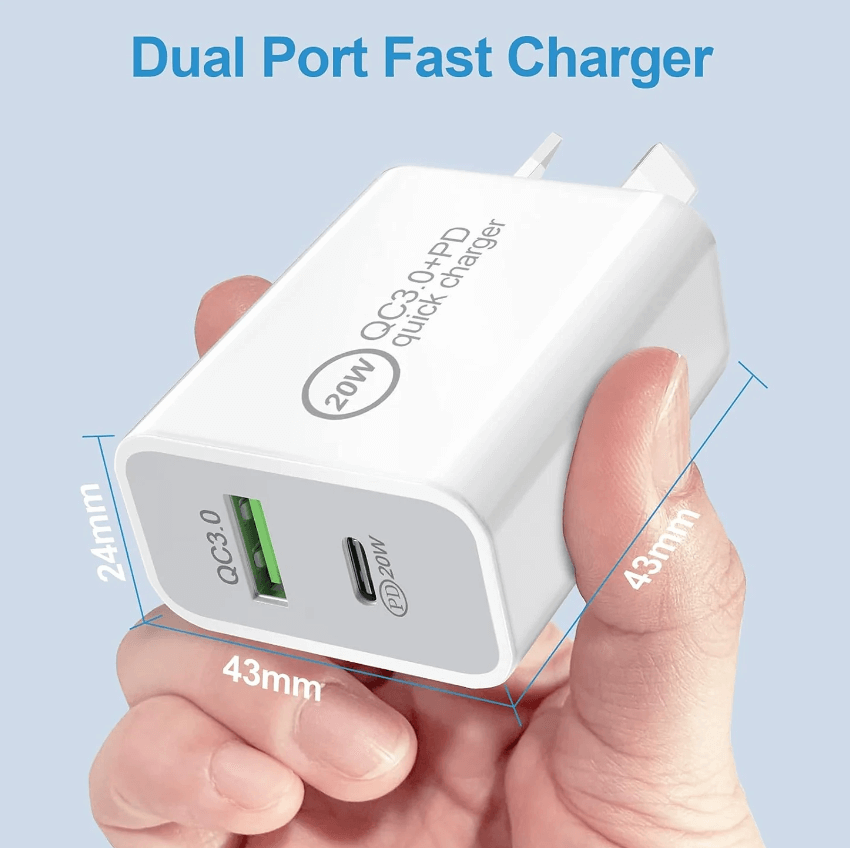 20W Fast Wall Charger – USB-C PD Charger with Type-C Cable