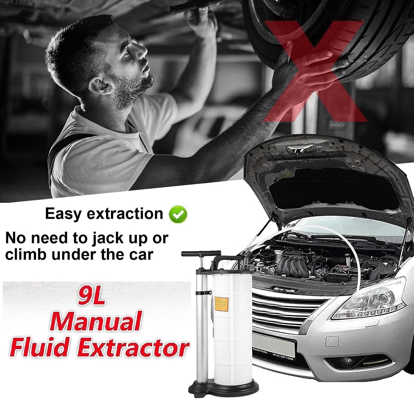 9L Manual Waste Oil Fluid Extractor Pump Fuel Car Boat Transfer