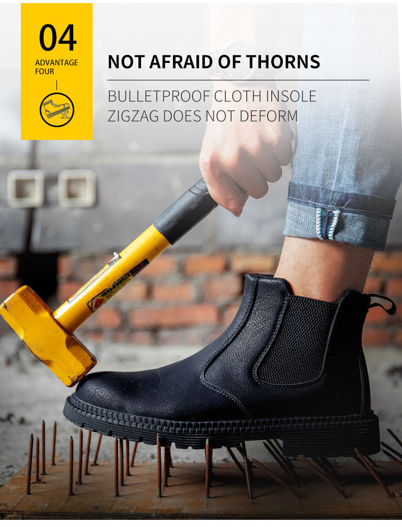 Steel Toe Work Shoes Slip On Safety Oiled Leather Boot Puncture Proof Soft Light