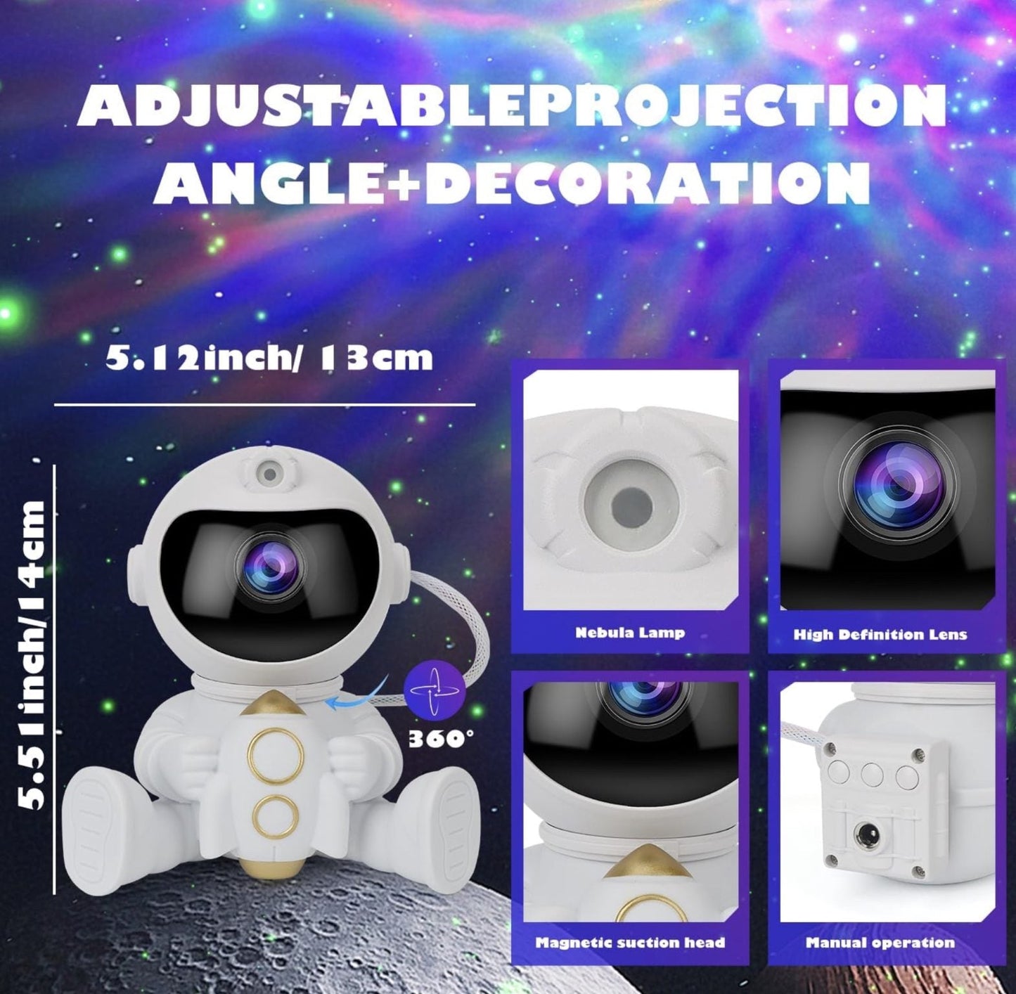 Astronaut Rocket Sky Night Light Projector Lamp