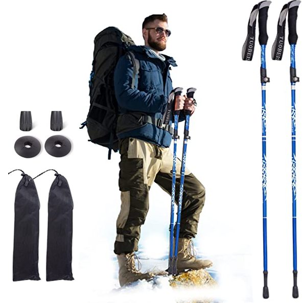 Collapsible Aluminum Hiking Trekking Poles Set- 2 Pack Lightweight