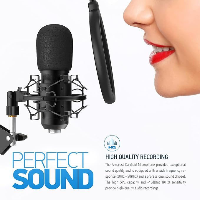 USB Condenser Microphone with Arm Stand for PC Computer