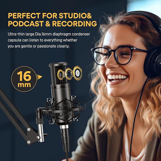 USB Condenser Microphone with Arm Stand for PC Computer