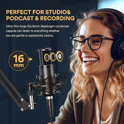 USB Condenser Microphone with Arm Stand for PC Computer