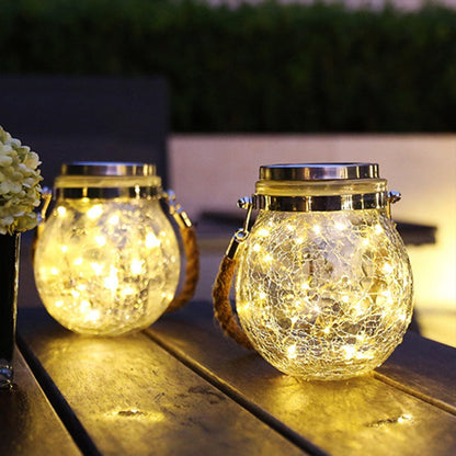 Solar Hanging Crackle Ball Light Outdoor Lighting -2pcs