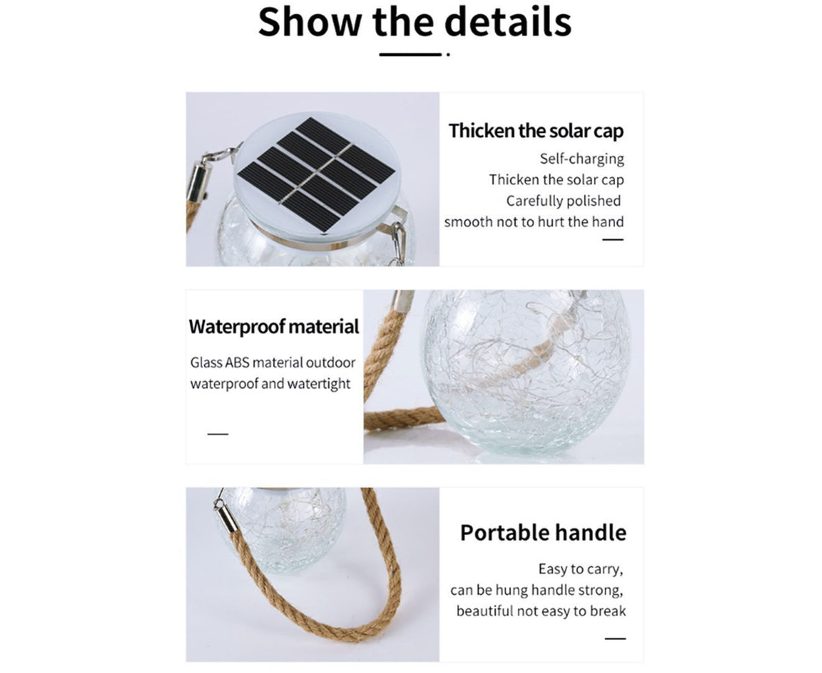 Solar Hanging Crackle Ball Light Outdoor Lighting -2pcs
