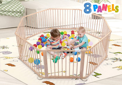 8PC WOODEN BABY PLAYPEN