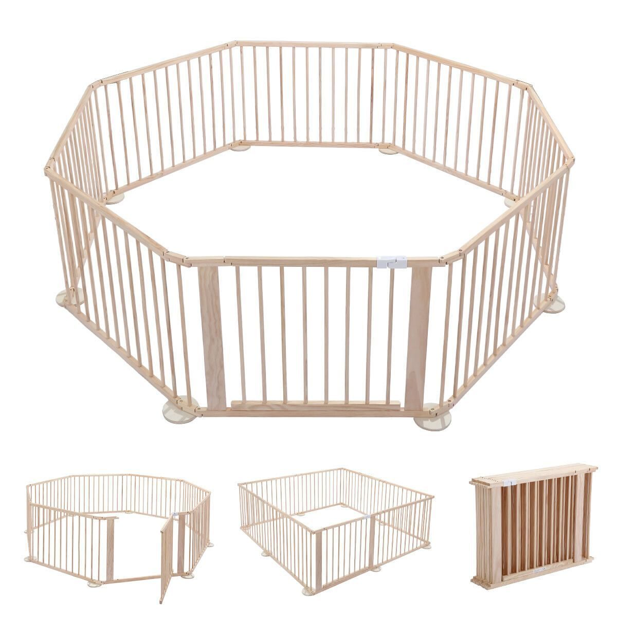 8PC WOODEN BABY PLAYPEN