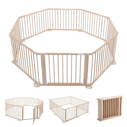 8PC WOODEN BABY PLAYPEN