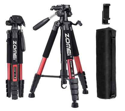 Camera Tripod with Phone Holder Lightweight Travel Max up 1.88m