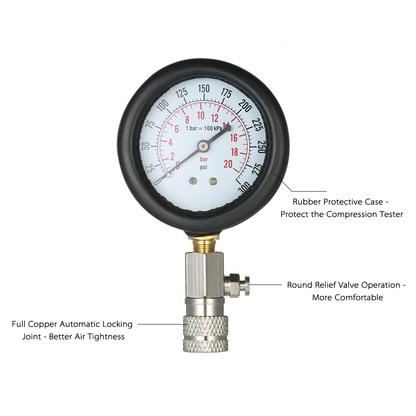 Compression Tester Auto Petrol Gas Engine Cylinder Tester