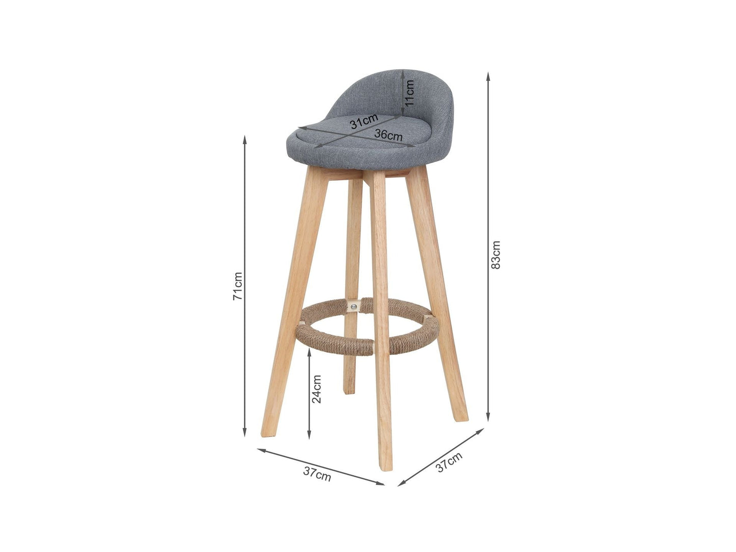 Bar Stools Chair 360 Degree Swivel gray