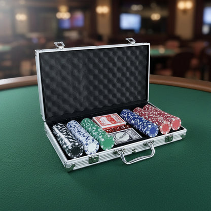 Poker Chip Set - 300PCS Poker Chips with Aluminum Case, 11.5 Gram Chips for Texas Holdem Blackjack