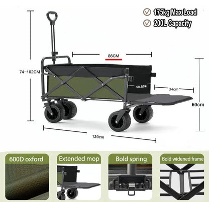 Folding Wagon Cart Large Capacity Foldable Trolley for Beach Camping