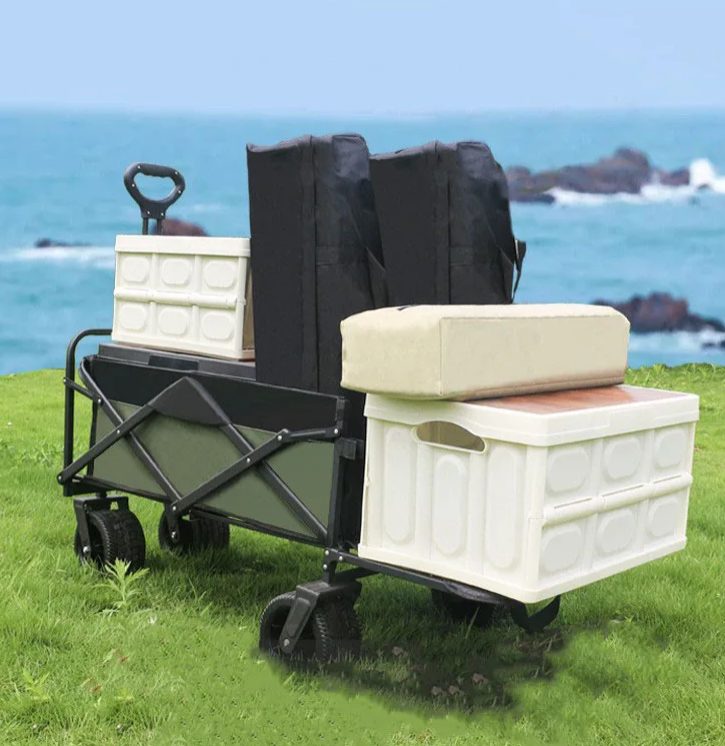 Folding Wagon Cart Large Capacity Foldable Trolley for Beach Camping