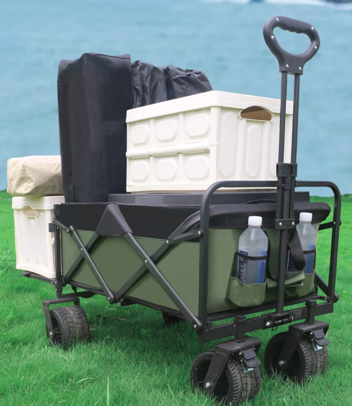 Folding Wagon Cart Large Capacity Foldable Trolley for Beach Camping