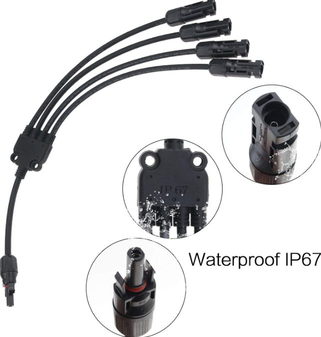 Solar Connectors 4 way MC4 Y Branch Parallel Adapter Cable