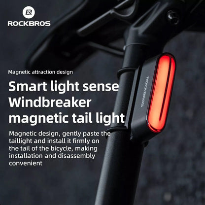 Magnetic Smart Bike Tail Light Rechargeable Rear Light with Brake Sensor