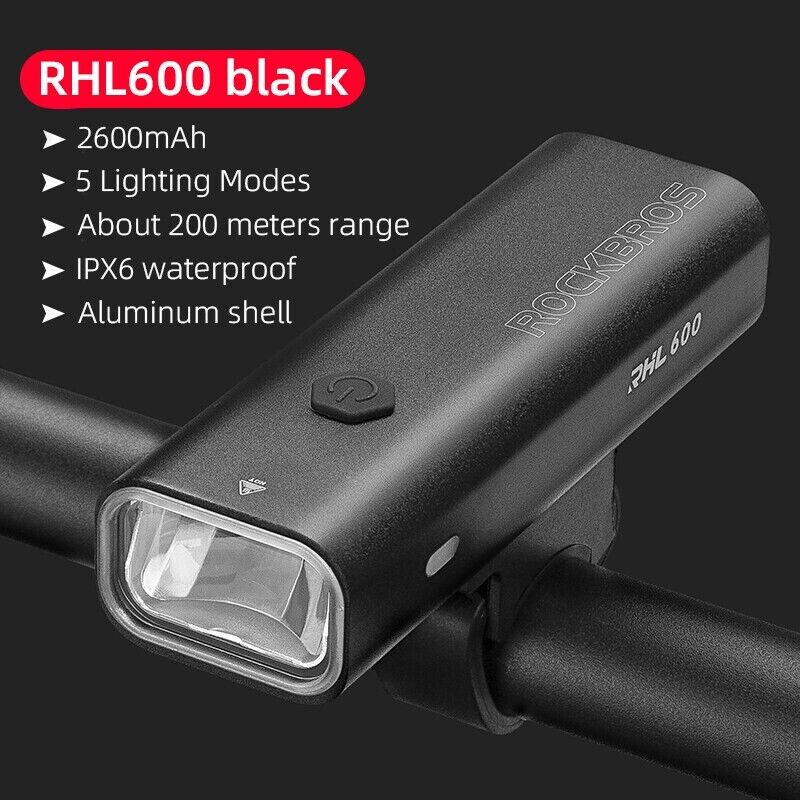 Bicycle Flashlight 600LM Rechargeable Waterproof Bike Handlebar Front Light